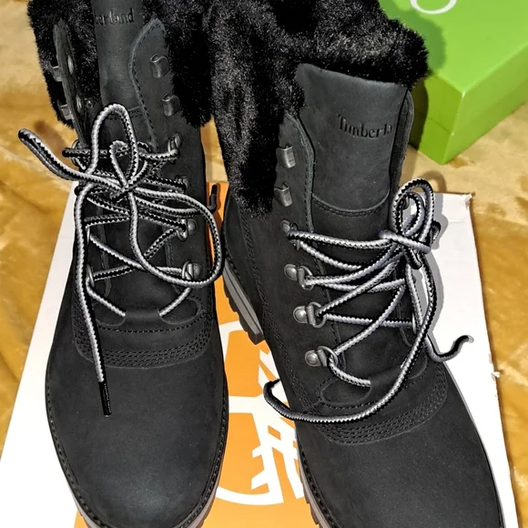 TIMBERLAND COURMAYEUR VALLEY 6" SHEARLING WATERPROOF BOOT - BLACK NUBUCK 9.5 - Picture 5 of 7